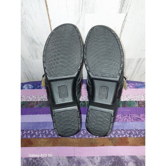 NURSE MATES CHELSEA BLACK LEATHER MERMAID BUCKLE CLOG SHOES SLIP PROOF SZ 11 - Picture 10 of 10